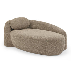 English Elm Modern Oval Boucle Lounge Chair Sculptural Integrated Armrest for Bedroom Living Room Brown W487P456128