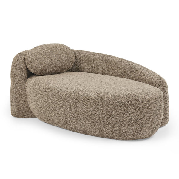 English Elm Modern Oval Boucle Lounge Chair Sculptural Integrated Armrest for Bedroom Living Room Brown W487P456128