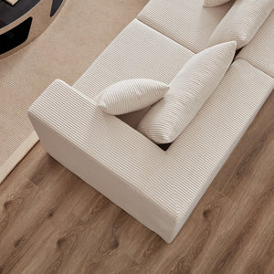 English Elm 104-Inch Corduroy Modular L Shaped Sectional Sofa with Plush Foam, No Assembly, Versatile Lounge Beige W834S00385