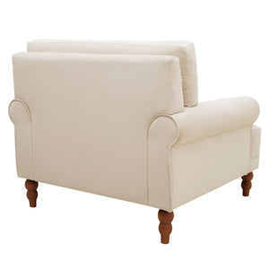 English Elm Mirod Oversized Polyester Accent Chair with Column Legs and Ergonomic Lumbar Support Beige N760S0000028B
