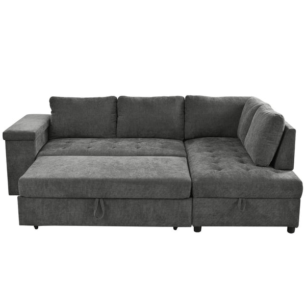 English Elm Mirod L Shaped Sleeper Sectional with Hidden Storage and Fold Out Bed for Apartments N760S0000030G