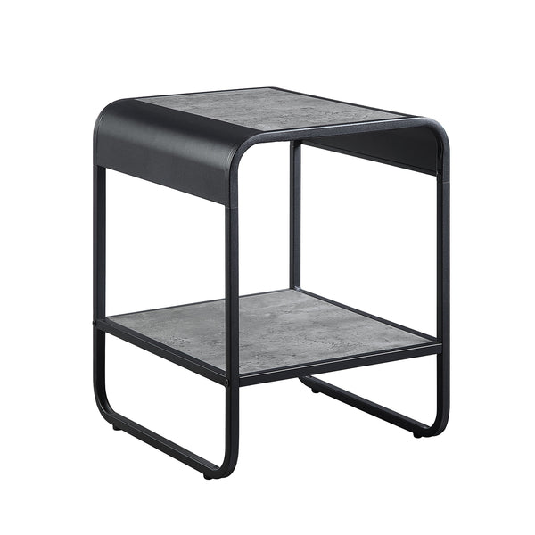 English Elm Metal Frame End Table With Open Shelf, Concrete Gray Top & Sturdy Black Metal Base For Modern Spaces B016P323423