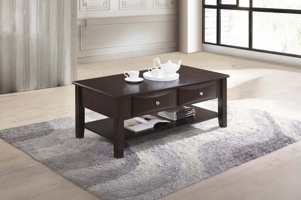 English Elm Espresso Ogumi Veneer 3pc Occasional Table Set - Modern Coffee & End Tables with Drawers, Open Shelf Antique Black,Espresso 28 L x 10 W x 51 H B011S01997