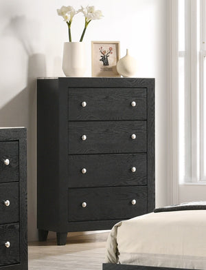 English Elm 1pc Contemporary Tall Chest with Faux Marble Top and Four Drawers for Elegant Bedroom Storage Black,White 33.94 L x 18.94 W x 46.93 H B2741P330111