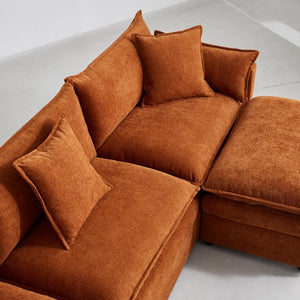 English Elm Stylish Modular L-Shaped Sectional Sofa With Ottoman - Cozy Chenille Upholstered Design For Living Rooms, Apartments, And Offices W1765S00087-GIGA