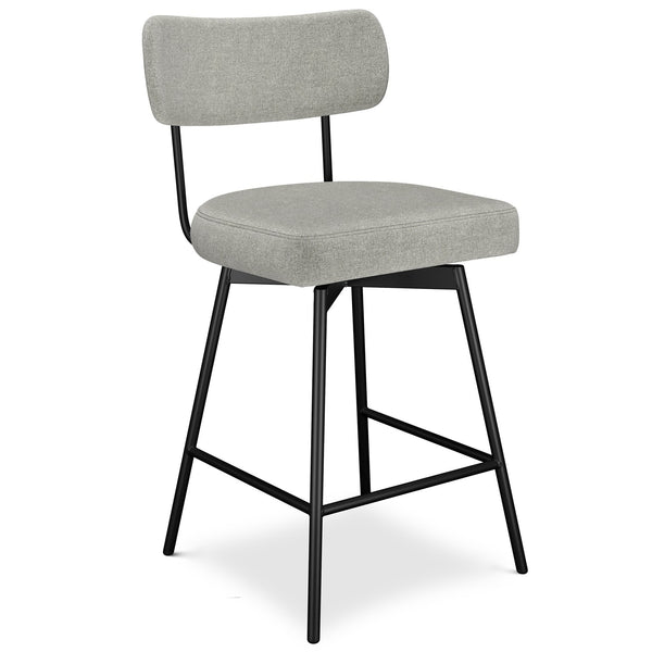 English Elm Giselle Swivel Counter Height Stool Set of 2 — Upholstered Padded Seats, 360° Swivel, Metal Frame & Footrest LIGHT GREY B136P252645