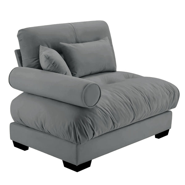 English Elm Milano Velvet Sectional Sofa with Bolster Arms and Cloud Cushions for Lounge Living W714P283157