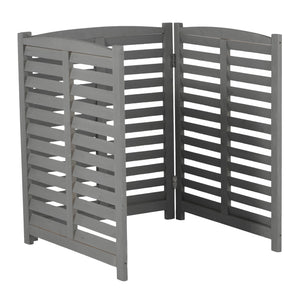 English Elm 3-panel Slatted Wood Outdoor Privacy Screen for Ac Units Trash Enclosures Gardens Grey W2640P272033