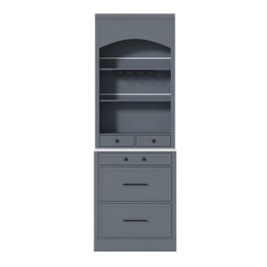 English Elm Modern Tall Kitchen Pantry Set of Two with Faux Marble Top and Glass Holders Gray SP000175AAE