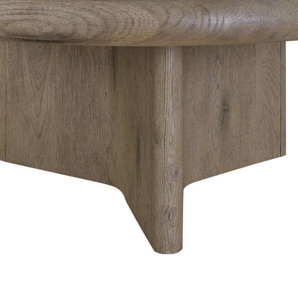 English Elm Knotty Oak Veneer Round Pedestal Coffee Table for Transitional Living Rooms B2699P434058
