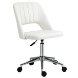 English Elm Vinsetto Modern Mid Back Office Chair With Velvet Fabric, Swivel Computer Armless Desk Chair With Hollow Back Design For Home Office, Cream White