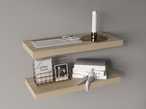 English Elm Floating Shelves - Modern Light Pine Design, 2 Durable Shelves For Stylish Storage & Display Solutions B097P250925