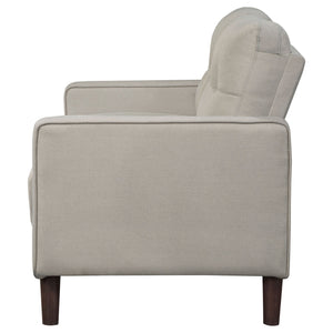 English Elm Harvey Beige Tufted Upholstered Loveseat with Pocket-Coil Seats, Track Arms & Compact Apartment Fit B062P375375