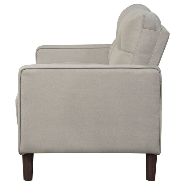 English Elm Harvey Beige Tufted Upholstered Loveseat with Pocket-Coil Seats, Track Arms & Compact Apartment Fit B062P375375