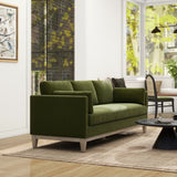 English Elm Knox 84" Modern Farmhouse Sofa, Olive Green Performance Velvet