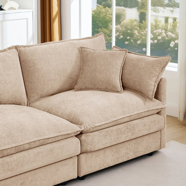 English Elm Modular U-Shaped Sectional Sofa Set - 4-Seater Chenille Couch With Movable Ottomans For Flexibility W1359S00036