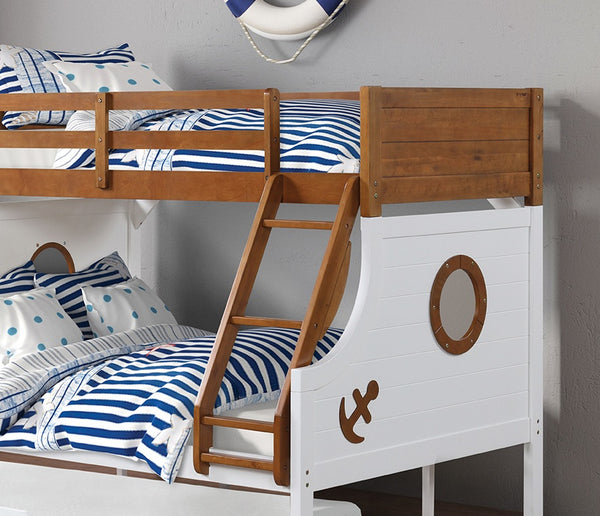 English Elm Modern Twin Over Full Bunk Bed With Angled Ladder, Safety Rails & Stylish Two-Tone Finish For Kids B2741S00487