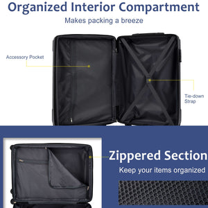 English Elm Hardshell Abs Checked Suitcase with 360 Spinner Wheels Expandable Tsa Lock 28 Inch Blue N730P296747C