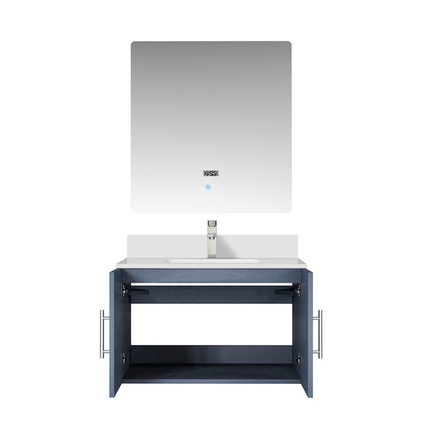 English Elm Dark Grey 30 in. Bath Vanity Set with Cultured Marble Top, Chrome Faucet & 30in LED Mirror, Durable B2731S01305