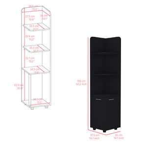 English Elm Freestanding Cabinet Kairatu Black Engineered Wood Bathroom Storage with Drawer & 3 Shelves, Stylish 66" x 19" B092P201584