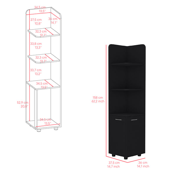 English Elm Freestanding Cabinet Kairatu Black Engineered Wood Bathroom Storage with Drawer & 3 Shelves, Stylish 66" x 19" B092P201584