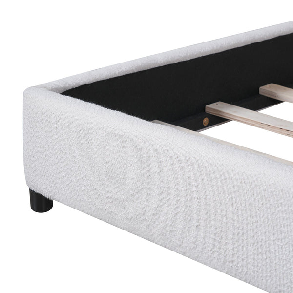 English Elm Christopher Knight Home® - Queen Size Bed Frame With Plush Boucle Upholstered Headboard - Modern Design For Cozy Bedrooms N757Q329194W