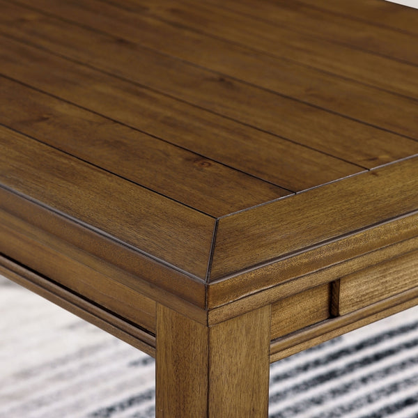 English Elm Transitional Walnut Dining Table Seats Six with Four Full Extension Storage Drawers B2741P473073