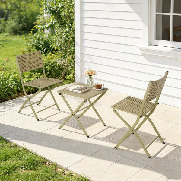 English Elm Patio Folding Bistro Set with E-coated Steel Frame for Balcony Garden Outdoor Dining Light Green T5880P492160