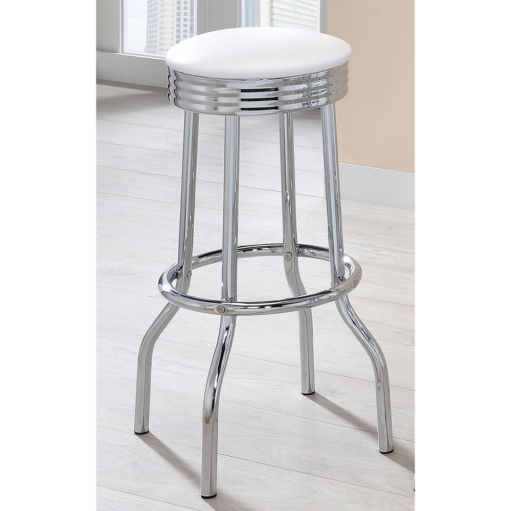 English Elm Midge Retro White Upholstered Metal Swivel Bar Stool Set of 2 — Mid-Century Diner Style, 30" High B062P375523