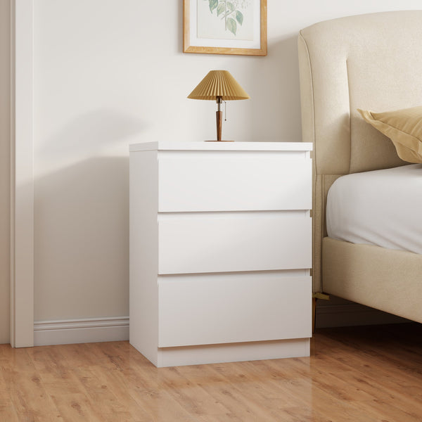 English Elm 19.7-inch Matte Finish Nightstand with Touch Release Drawers for Minimalist Bedrooms White W3151P407888