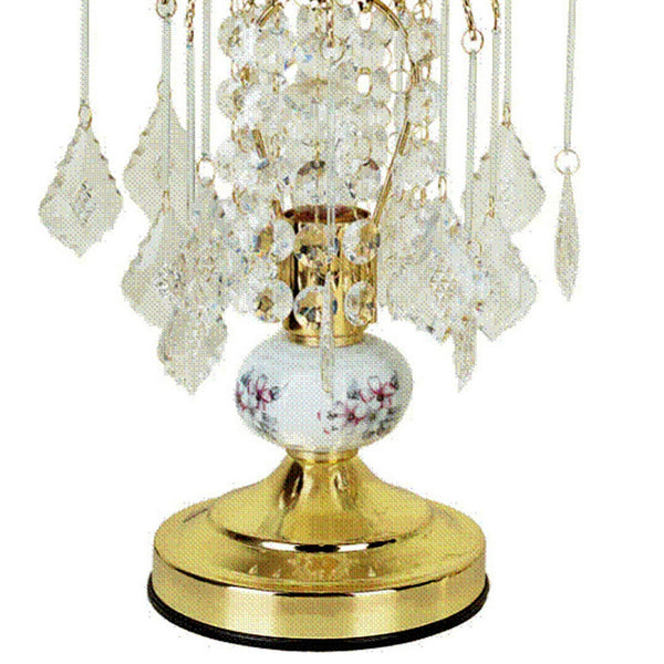 English Elm 15" Tall Steel Table Lamp – Touch Control, Gold Finish & Multicolor Ceramic Base For Modern Elegance B072116067