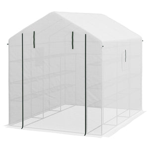 English Elm Outsunny Walk-in Garden Greenhouse Steel Frame Uv Cover 18 Shelf Ventilated Growing Space W2225P229466