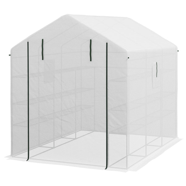 English Elm Outsunny Walk-in Garden Greenhouse Steel Frame Uv Cover 18 Shelf Ventilated Growing Space W2225P229466