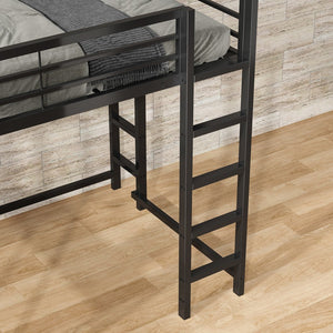 English Elm Loft Bed With Desk And Storage, Full Size Metal Frame For Teens, Stylish Space-Saving Design W2904S00003