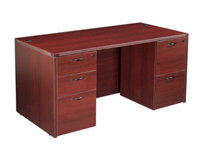 OSP Home Furnishings Napa Executive Office Desk with Dual Pedestals Engineered Wood Storage for Home Workspaces 71"X35" Mahogany NAPMAH-TYP2