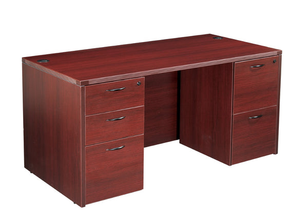 OSP Home Furnishings Napa Executive Office Desk with Dual Pedestals Engineered Wood Storage for Home Workspaces 71"X35" Mahogany NAPMAH-TYP2