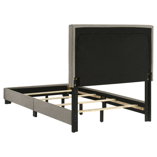 English Elm Efram Upholstered Twin Bed with Padded Headboard and Matte Black Wood Legs B062P441117