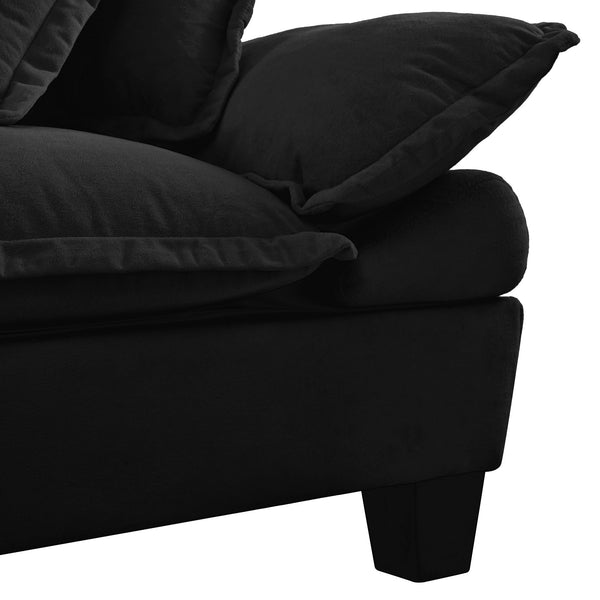 English Elm Modular U-shape Chenille Cloud Sectional with Sculptural Sailboat Arms Six Seats Black W3163S00127