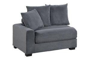 English Elm Contemporary Dark Gray 5pc Modular Sectional Sofa Corduroy with Square Arms, 6 Back Pillows & Ottomans B011S01913