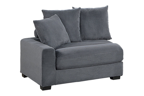 English Elm Contemporary Dark Gray 5pc Modular Sectional Sofa Corduroy with Square Arms, 6 Back Pillows & Ottomans B011S01913