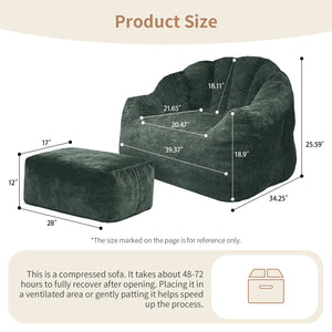 English Elm Bean Bag Lounge Chair with Armrests High Density Memory Foam Adult Seating Green W3737P423759
