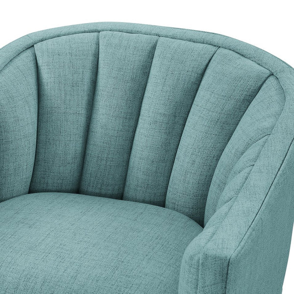 English Elm Solitude Skirted Swivel Accent Chair with Channel Tufting, Durable Polyester, 360° Metal Swivel, Plush Coil Seat Light Blue B050P390592