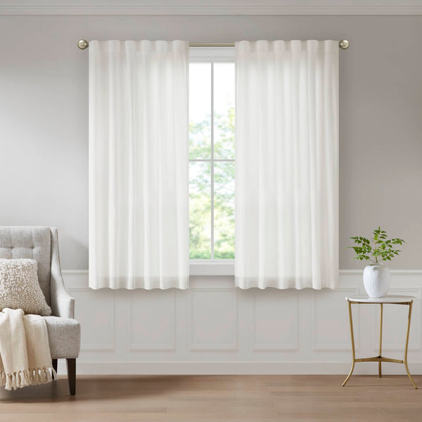 English Elm 2 Pcs 52X95" Elegant White Rod Pocket & Back Tab Curtains For Privacy, Light Control, & Style B035P319836