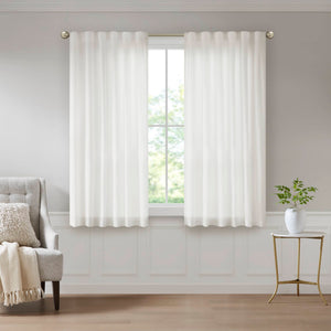 English Elm 2 Pcs Elegant White 52X108" Rod Pocket Curtains – Light-Filtering, Durable Polyester Panels B035P319837