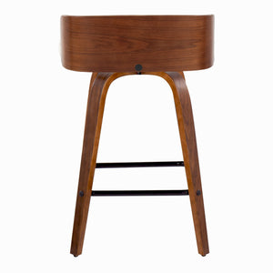 English Elm 26" Swivel Counterstools with Tufted Faux Leather Walnut Legs and Chrome Footrest Set of 2 B202S00362