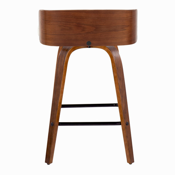 English Elm 26" Swivel Counterstools with Tufted Faux Leather Walnut Legs and Chrome Footrest Set of 2 B202S00362