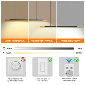 English Elm 75-inch Matte Black Gold Linear Led Pendant Dimmable Fixture for Dining or Kitchen W1340P264190