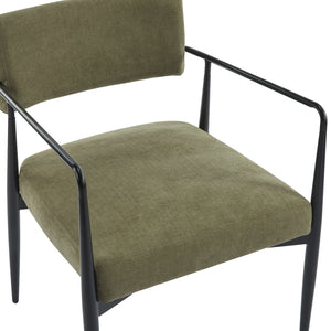 English Elm Christopher Knight Home® - Nora Mid-Century Dining Arm Chair with Foam-Padded High Back, Textured Fabric & Sturdy Metal Legs Black,Olive Green 30.7 L x 25.2 W x 19.7 H N776P272040G