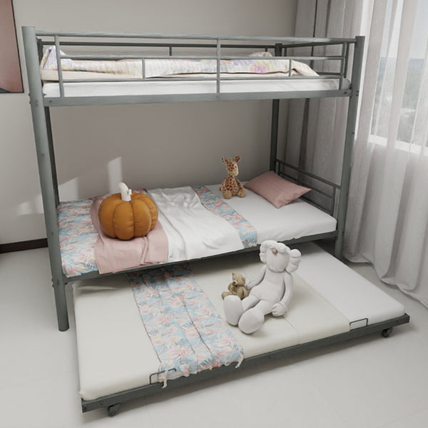 English Elm Heavy-duty Metal Twin over Twin Bunk Bed with Noise-Reducing Design, Safety Rail, Ladder, 350lb Capacity Silver W1935P300361