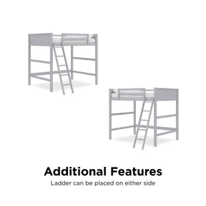 English Elm Denver Full Size Loft Bed with Ladder & Guardrails, Gray Wood Space-Saving Design for Kids Rooms B2733P384490